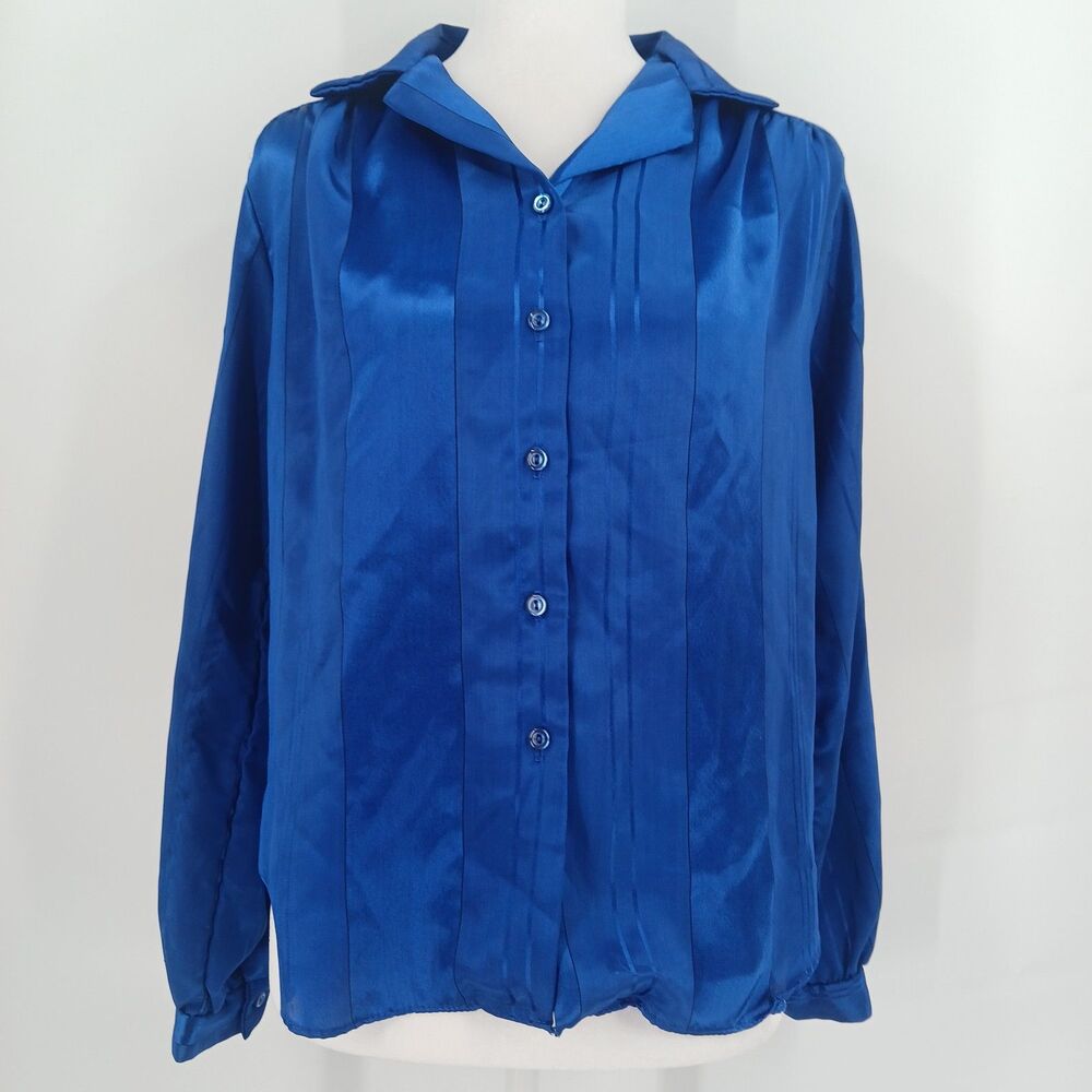 Vintage California Connection Inc Blue long sleeve button up blouse size Medium